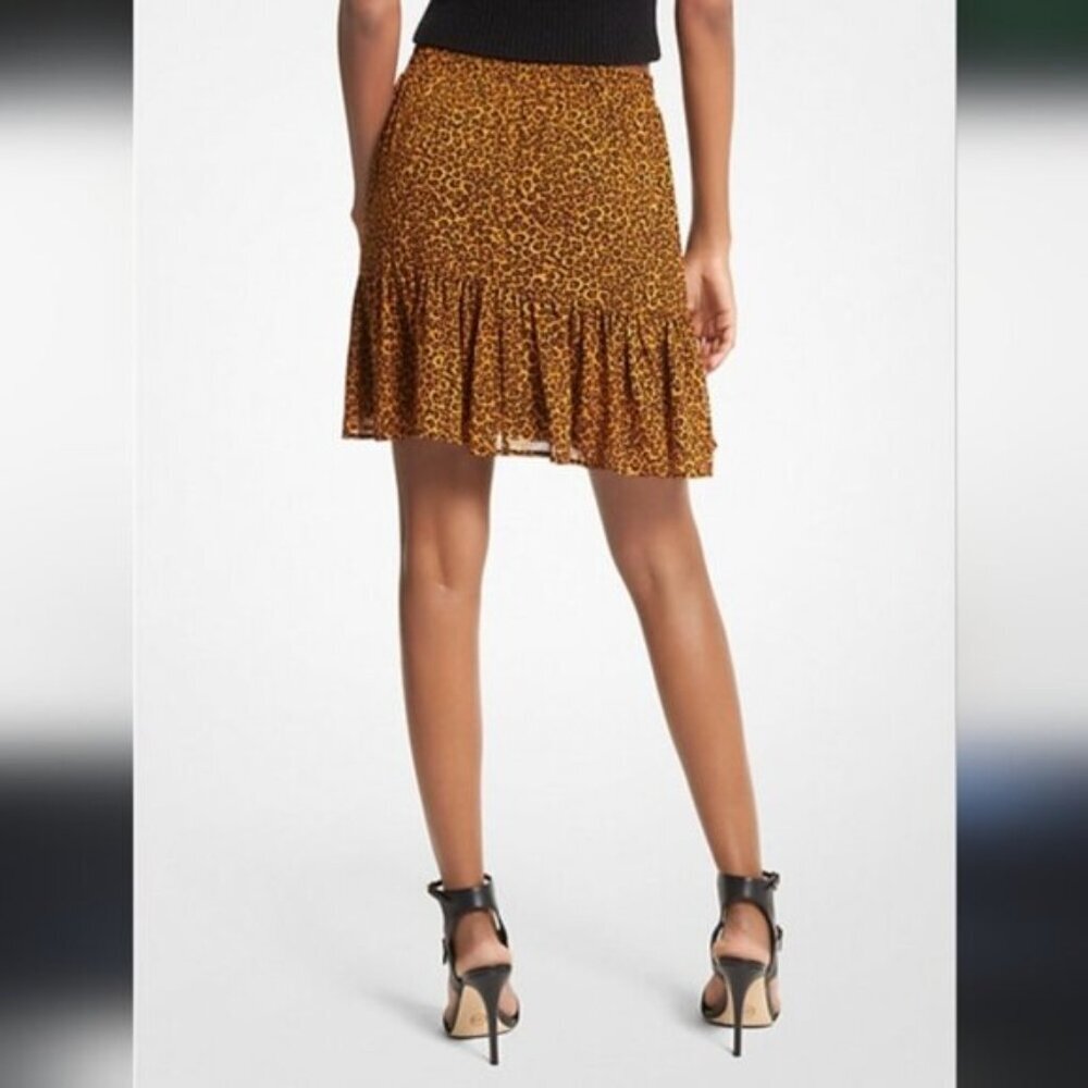 Michael Kors Animal Print Cottagecore Whimsigoth Chiffon Georgette Skirt L